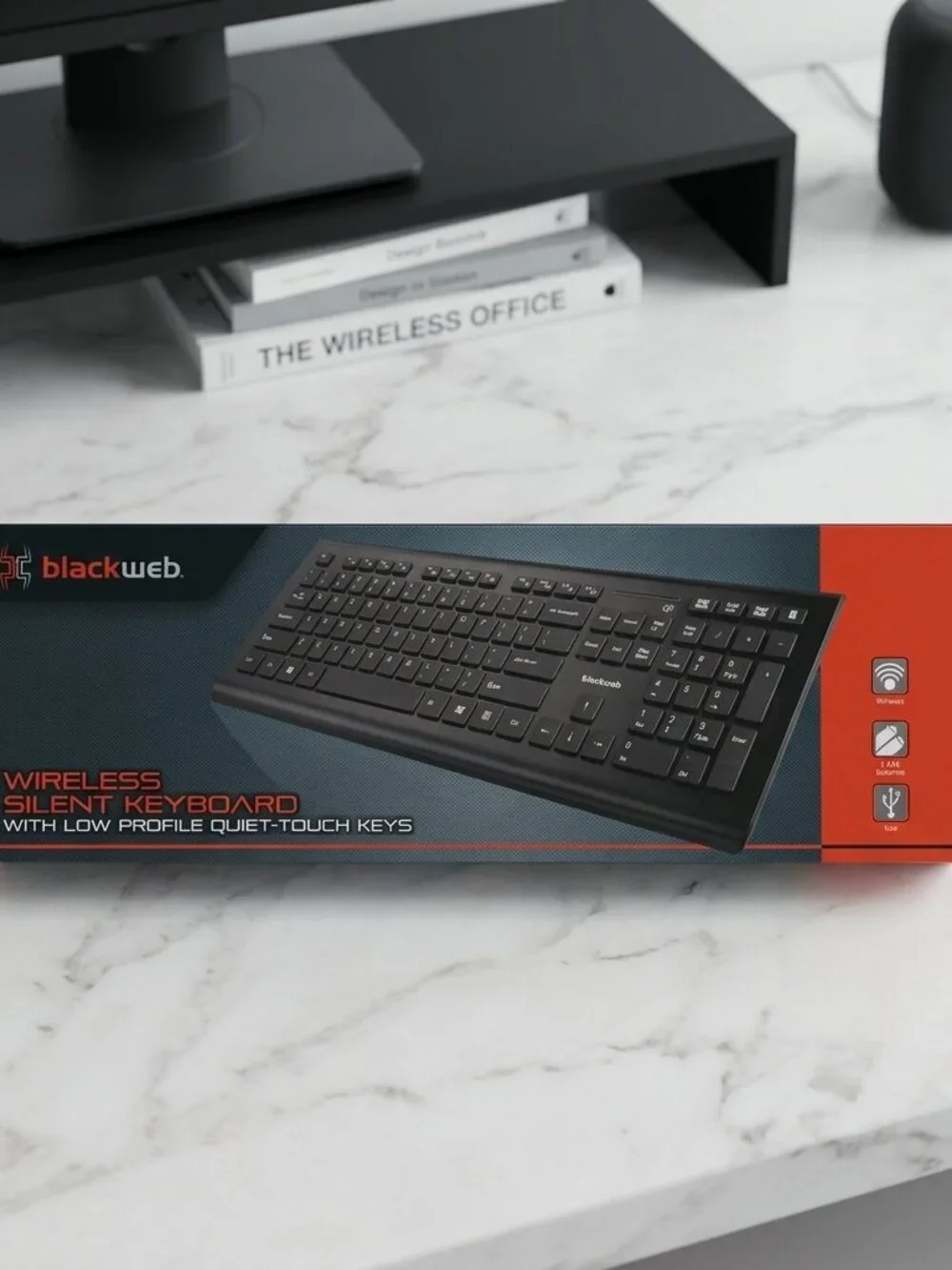 Blackweb Wireless Silent Keyboard 2.4GHz Low Profile Quiet Touch Keys New Sealed